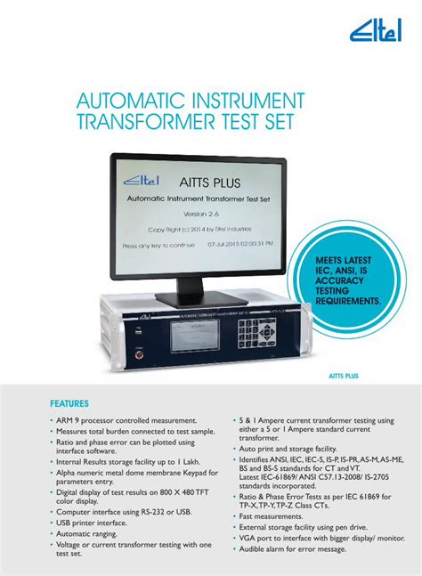 Pdf Automatic Instrument Transformer Test Set · • Automatic Current