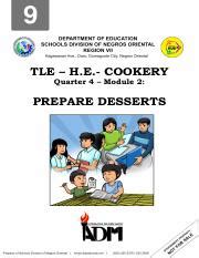 He Cookery G Q Module Pdf Tle H E Cookery Quarter