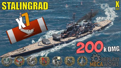 Stalingrad 7 Kills And 200k Damage World Of Warships Gameplay Youtube