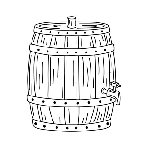 Premium Vector Wooden Barrel Of Beer In Hand Drawn Doodle Style