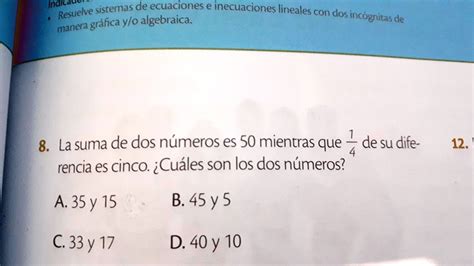 SOLVED La suma de dos números es 50 mientras que 1 4 de su diferencia