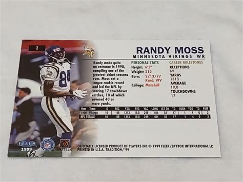 1999 Fleer Tradition 1 Randy Moss For Sale Online EBay