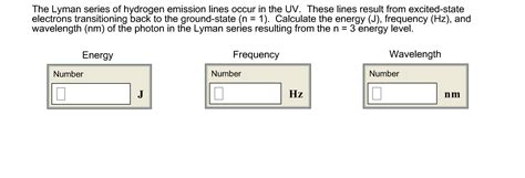 Solved The Lyman series of hydrogen emission lines occur in | Chegg.com 
