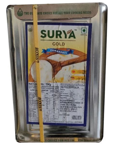 Mono Saturated Kg Surya Gold Vanaspati Ghee Packaging Type Tin At