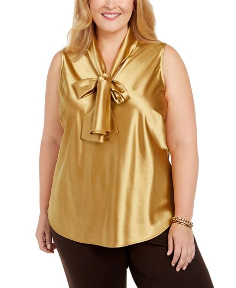 Kasper Plus Size Tie Neck Sleeveless Top Macys