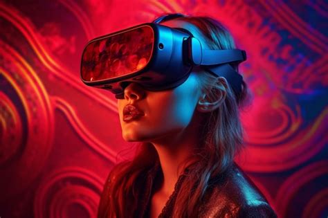 Premium Ai Image A Woman Wearing A Virtual Reality Goggles Is Looking