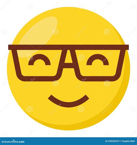 Nerd Face Emoji Clever Emoticon With Glasses Geek Or Student Vector