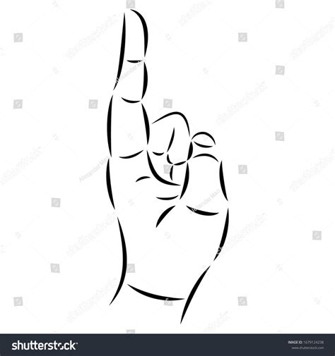 Sign Forefinger Vector Line Art Illustration Stock Vector Royalty Free