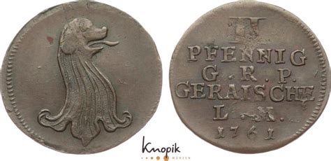 Reuss jüngere Linie Gera Cu 2 Pfennig 1761 Heinrich XXX 1748 1802