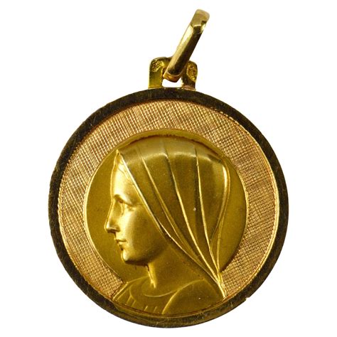 French Virgin Mary 18k Yellow Gold Medal Pendant At 1stdibs