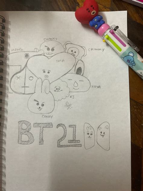 BT21 pencil sketch🫶🙌🫰💜 ️🖤 in 2022 | Pencil sketch, Mang, Pencil