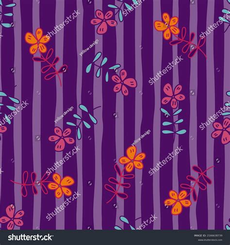 Simple Outline Flower Seamless Pattern Floral Stock Vector Royalty