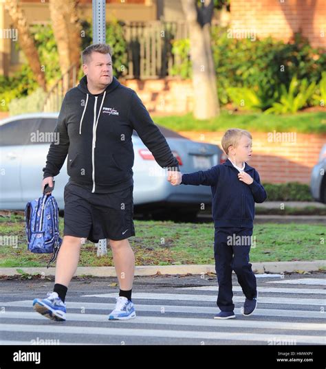 James Corden with his son Max in Brentwood Featuring: James Corden, Max Corden Where: Brentwood ...