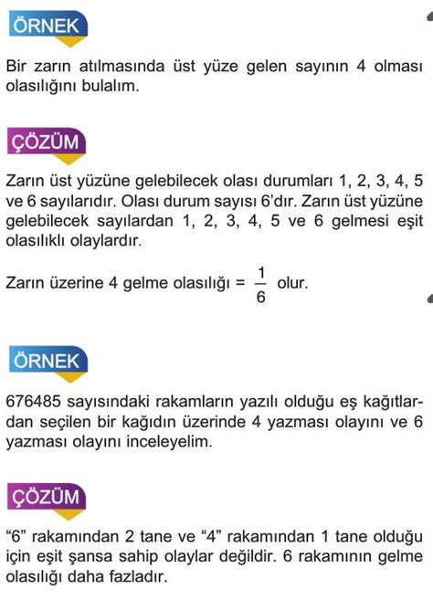 Basit Olayların Olma Olasılığı 8 Sınıf konu anlatımı test soruları