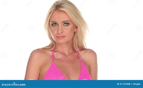 Woman Wearing Pink Bikini Stock Footage Video Of Joyful 37132308