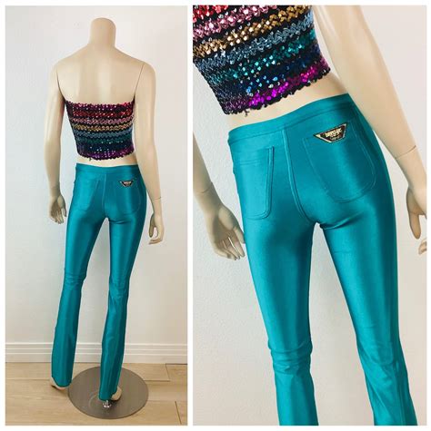 Vintage S Teal Green Stretchy Spandex Bojeangles Skin Ease Disco