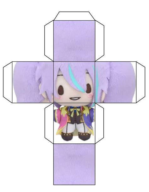 An Image Of A Paper Doll In The Shape Of A Cross With Purple Hair And