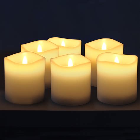 Stonebriar 6 Pack Real Wax 3x3 Flameless Led Pillar Candles With Remote And Timer