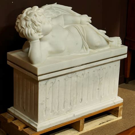 White Marble Cherub Sleeping On Base Jansen Furniture Us