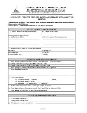 Fillable Online Icta Application Form For Extended Radio Based Private