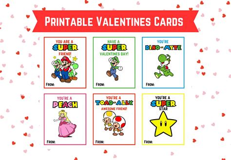 Mario Valentine Cards Super Mario Valentine S Day Cards Printable