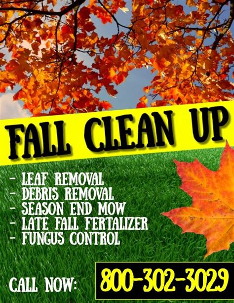 Lawn Care Fall Clean Up Flyer Template Fall Clean Up Fall Cleaning