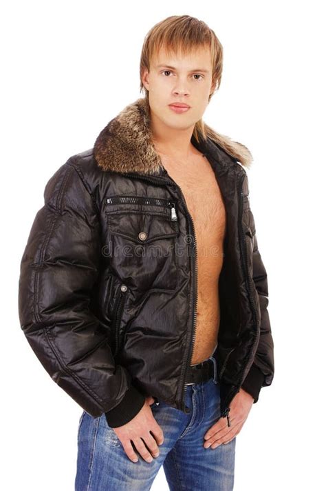 Man In Black Leather Jacket Stock Photo Image Of Male Leather