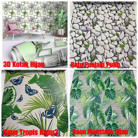 Jual Wallpaper Dinding Sticker Ukuran Cm X M Motif Tropis Hijau