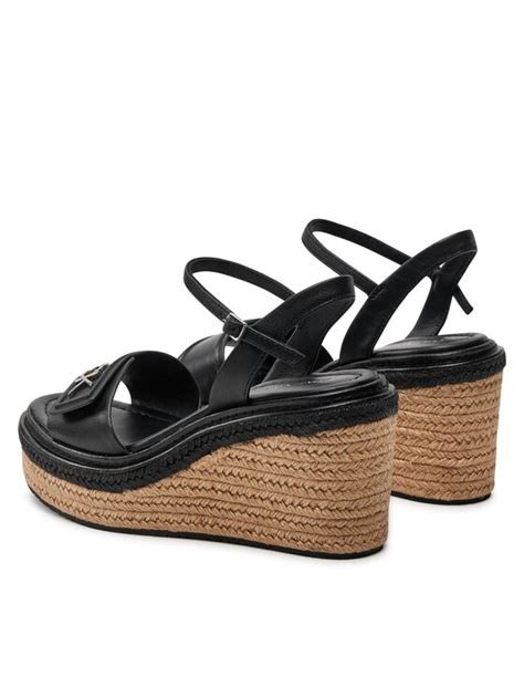 Calvin Klein Espadryle Wedge Sandal Relock Lth Hw Hw Czarny