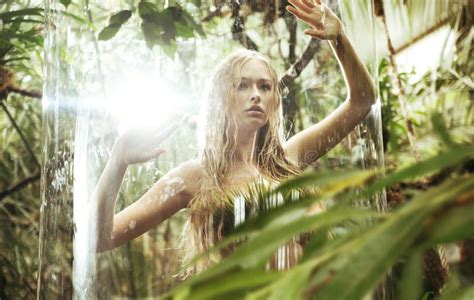 Amazed Blonde Nymph In Glass Cage Royalty Free Stock Images Image