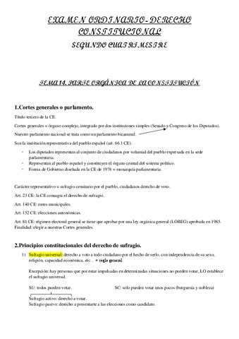 Examen Ordinario Segundo Cuatrimestre Derecho Constitucional Pdf