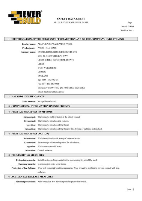 Safety Data Sheet Everbuild