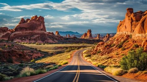 Paisaje De La Carretera Del Desierto Foto Premium