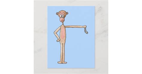 Cartoon Monkey With Smelly Sock Postcard Zazzle