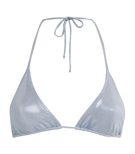 Womens Norma Kamali Blue Metallic Bikini Top Harrods UK