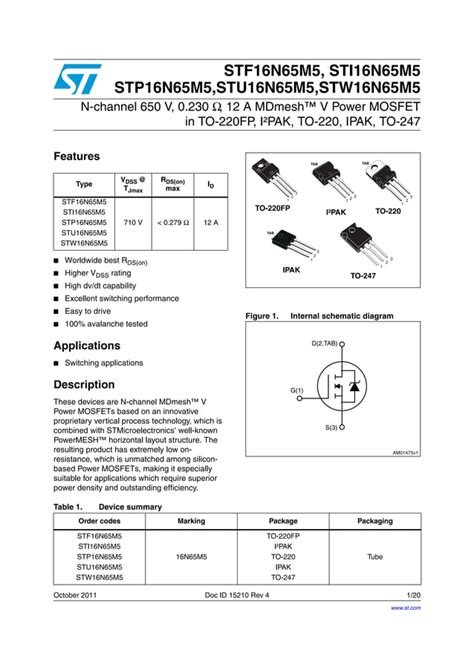 Original N Channel 650 V 0 230 Ohm 12 A MDmesh V Power MOSFET In DPAK