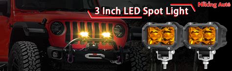 Amazon Amber LED Pods Niking Auto 2Pcs 4 Inch Yellow Spot Light