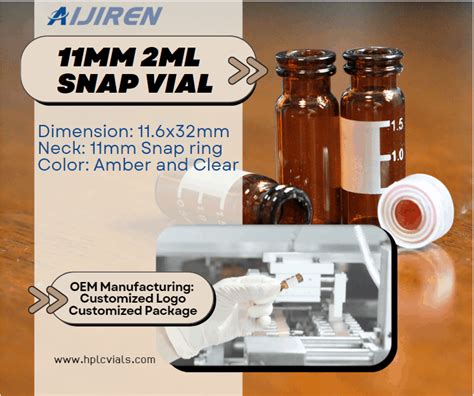 11 425 2ml 11mm Amber Snap Glass Chromatography HPLC Sample Vial