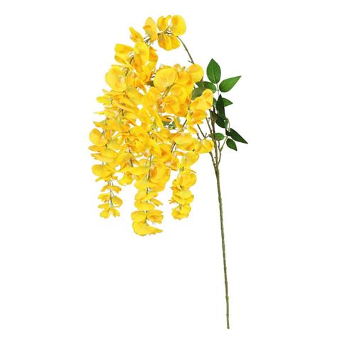 Living Luxury 44 In Yellow Artificial Japanese Wisteria Flower Stem Hanging Spray Bush Set Of