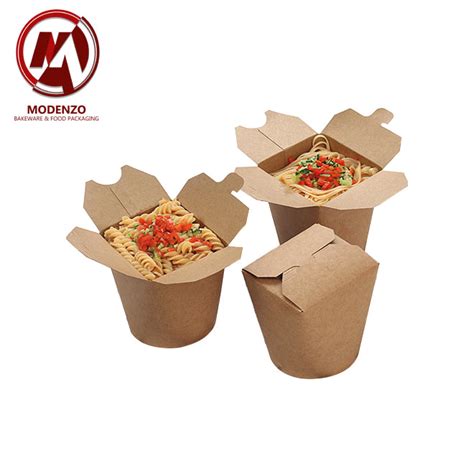 Kraft Noodle Box W Round Base 500 Pcs Ctn — Modenzo Food Packaging