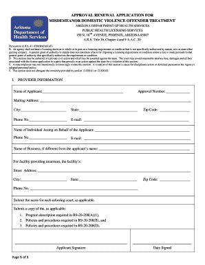 Fillable Online Azdhs Approval Renewal Application For Misdemeanor