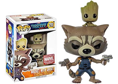 Funko Pop Marvel Guardian Of The Galaxy Vol 2 Rocket With Groot Collector Corps Exclusive