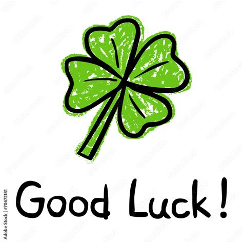 Good Luck Postcard With Four Leaved Shamrock Vector Stock Vector Adobe Stock