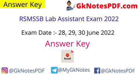 Rsmssb Lab Assistant 28 29 30 जून 2022 का Paper और Answer Key Pdf