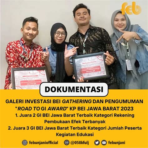 Galeri Investasi Bei Feb Unjani Raih Penghargaan Dalam Road To Gi