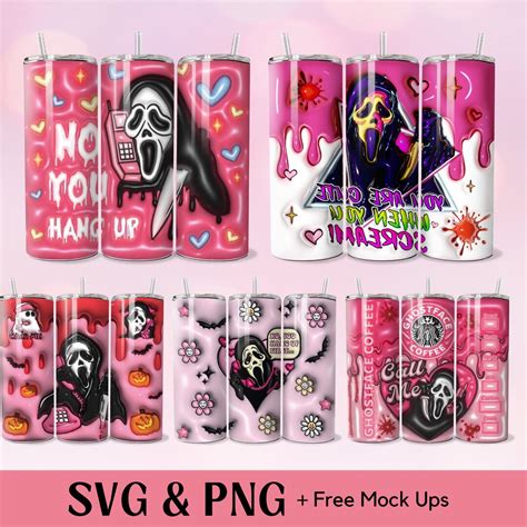 3D Inflated Scream Ghostface SVG PNG Tumbler Wrap Bundle Pink Etsy