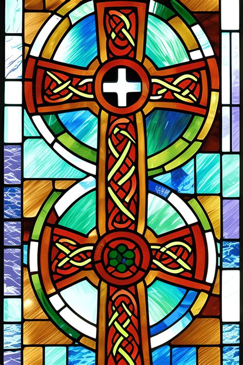 Celtic Cross Stained Glass Painting · Creative Fabrica