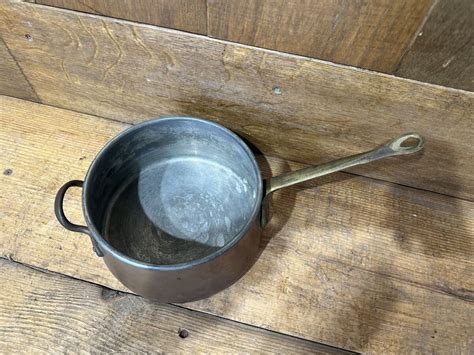 Vintage Copper Saucepan With Brass Handle Authentic Reclamation