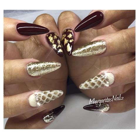 Fall Nails By Margaritasnailz Snake Skin Nails White Chrome Nails