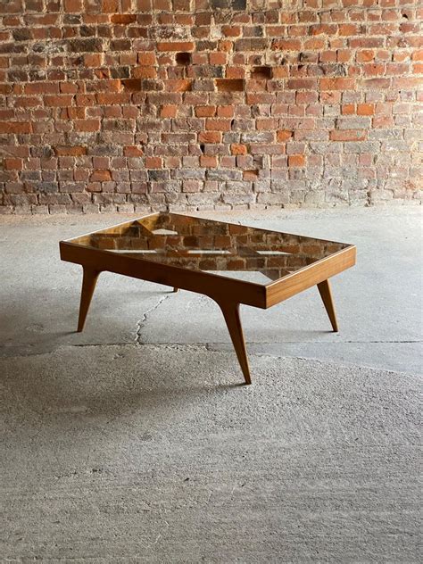 Mid Century Italian Walnut And Glass Coffee Table 1950 For Sale At 1stdibs